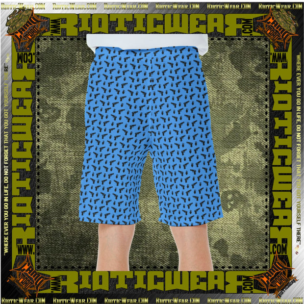 Blue Pistol Repeat Casual Beach Shorts Trunk