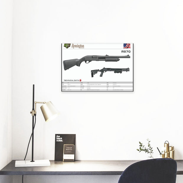 REMINGTON R870 Gun Spec Data Premium Wall Art Poster (Choose Size)