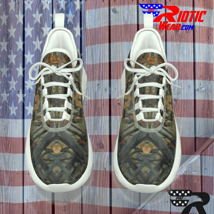 "Bark Leaf" Camo Toad Men's Light Sports Shoes  (White or Black Soles)