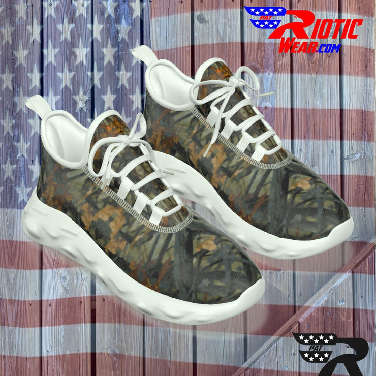 "Bark Leaf" Camo Toad Men's Light Sports Shoes  (White or Black Soles)