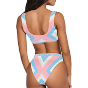 [[ Light Pink/Blue ]] Riotic Wear High Wasted Swimsuit