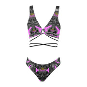 "Dark Pink Gun" Camo Toad Cross String Bikini Set