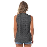 [[ Pistol Print ]] Black/Dark Grey Women's Sleeveless V-Neck