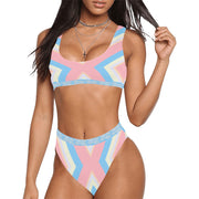 [[ Light Pink/Blue ]] Riotic Wear High Wasted Swimsuit