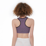 [[ Pistol Print ]] Pink/Dark Grey Sports Bra