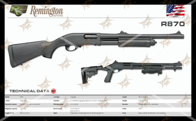 REMINGTON R870 Gun Spec Data Premium Wall Art Poster (Choose Size)