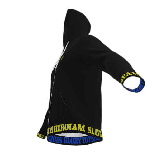 Black "Glory To The Heros Glory To Ukraine" with Starsky Logo Zip Hoodie