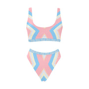 [[ Light Pink/Blue ]] Riotic Wear High Wasted Swimsuit