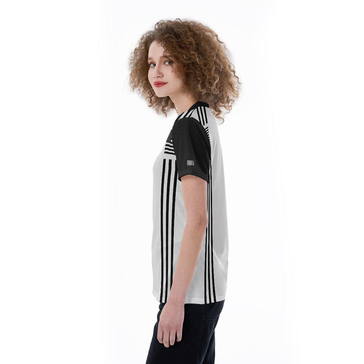 [[ White & Black American Stripes ]] Lady's Riotic Wear Premium Tee