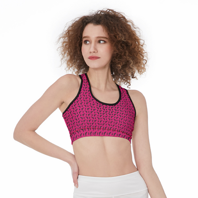 [[ Pistol Print ]] Black/Pink Sports Bra
