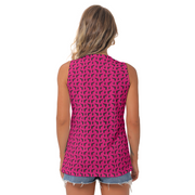 [[ Pistol Print ]] Black/Pink Women's Sleeveless V-Neck